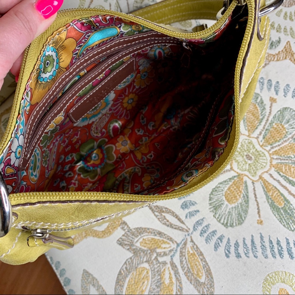 Tignanello Green Saddle Zip Shoulder Bag Leather - Picture 3 of 5